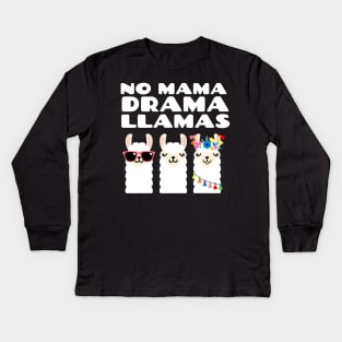 No Mama Drama Llamas Funny Vintage Sunset Animal Lover Kids Long Sleeve T-Shirt